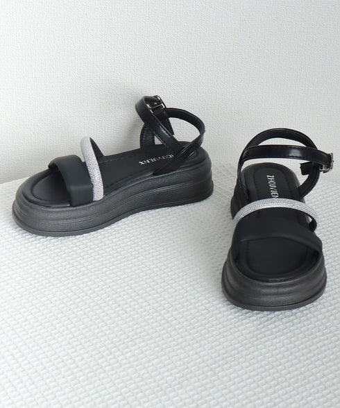 厚底サンダル ラインストーン レディース ボリュームソール靴 ストラップ 美脚 履きやすい 疲れない お洒落 可愛い 海旅行 ビーチ 99YYXC-048