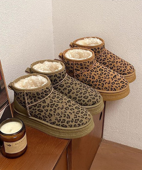 厚底ムートンブーツ レオパード柄 裏起毛 レディース 防寒ブーツ フラットソール あったか 保温 もこもこ 大人 可愛い おしゃれ カジュアル 疲れない 冷え対策 99YYXC-049