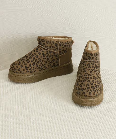 厚底ムートンブーツ レオパード柄 裏起毛 レディース 防寒ブーツ フラットソール あったか 保温 もこもこ 大人 可愛い おしゃれ カジュアル 疲れない 冷え対策 99YYXC-049
