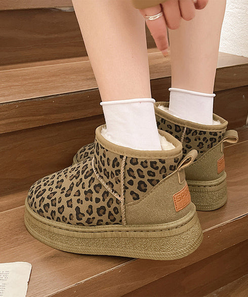 厚底ムートンブーツ レオパード柄 裏起毛 レディース 防寒ブーツ フラットソール あったか 保温 もこもこ 大人 可愛い おしゃれ カジュアル 疲れない 冷え対策 99YYXC-049