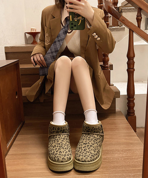 厚底ムートンブーツ レオパード柄 裏起毛 レディース 防寒ブーツ フラットソール あったか 保温 もこもこ 大人 可愛い おしゃれ カジュアル 疲れない 冷え対策 99YYXC-049