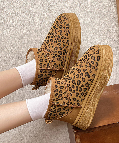 厚底ムートンブーツ レオパード柄 裏起毛 レディース 防寒ブーツ フラットソール あったか 保温 もこもこ 大人 可愛い おしゃれ カジュアル 疲れない 冷え対策 99YYXC-049