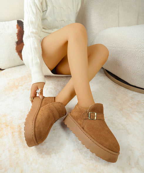 ムートンブーツ 厚底 ショートブーツ 冬 レディース ボアブーツ 裏起毛ブーティ ファームートン 大人 歩きやすい ボリュームソール カジュアル お出かけ 旅行 99YYXC-050