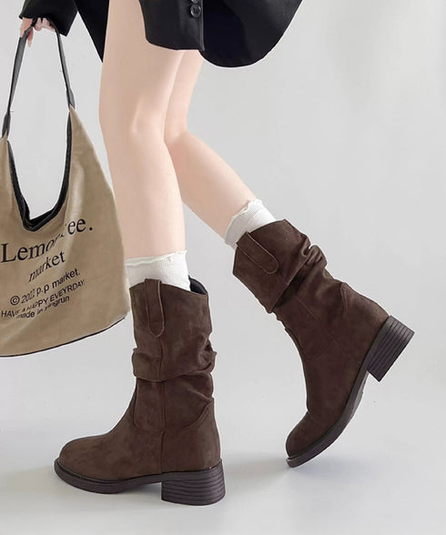 ウエスタンブーツ ミドルブーツ 春秋冬靴 レディース ジョッキーブーツ ヴィンテージ風 スウェード 韓国ファッション ガーリー きれいめ おしゃれ 大人可愛いくつ 99YYXC-051