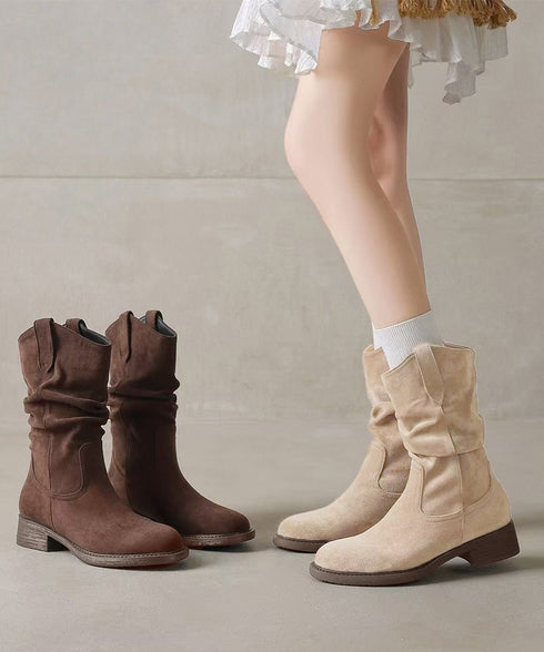 ウエスタンブーツ ミドルブーツ 春秋冬靴 レディース ジョッキーブーツ ヴィンテージ風 スウェード 韓国ファッション ガーリー きれいめ おしゃれ 大人可愛いくつ 99YYXC-051