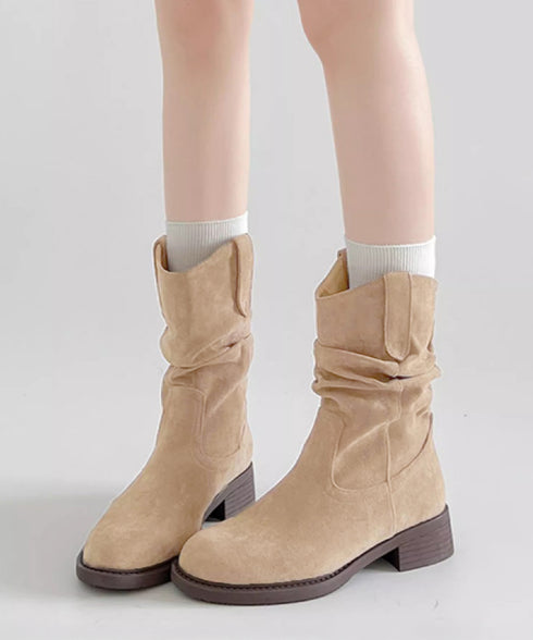 ウエスタンブーツ ミドルブーツ 春秋冬靴 レディース ジョッキーブーツ ヴィンテージ風 スウェード 韓国ファッション ガーリー きれいめ おしゃれ 大人可愛いくつ 99YYXC-051