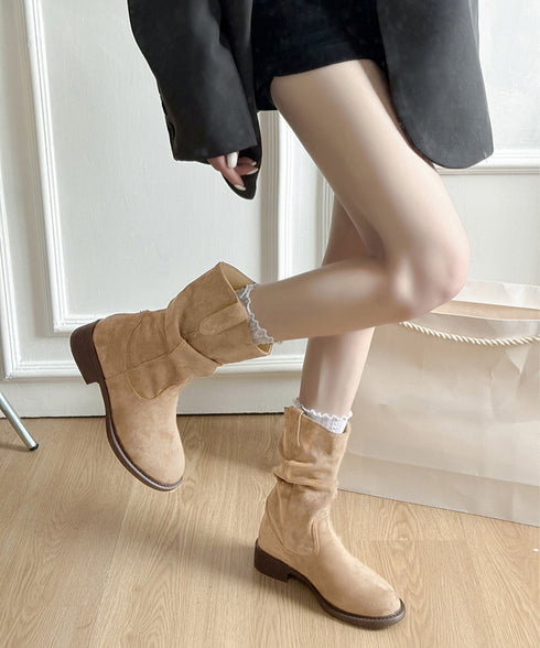 ウエスタンブーツ ミドルブーツ 春秋冬靴 レディース ジョッキーブーツ ヴィンテージ風 スウェード 韓国ファッション ガーリー きれいめ おしゃれ 大人可愛いくつ 99YYXC-051