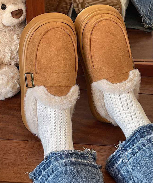 ファーモカシン 厚底 裏起毛 レディース プラットシューズ パンプス ぺたんこ ふわふわ 暖かい 美脚 オシャレ カジュアル靴 痛くない 歩きやすい 軽量靴 99YYXC-053