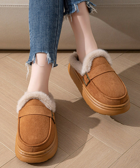 ファーモカシン 厚底 裏起毛 レディース プラットシューズ パンプス ぺたんこ ふわふわ 暖かい 美脚 オシャレ カジュアル靴 痛くない 歩きやすい 軽量靴 99YYXC-053