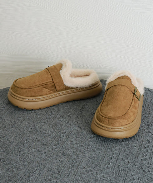 ファーモカシン 厚底 裏起毛 レディース プラットシューズ パンプス ぺたんこ ふわふわ 暖かい 美脚 オシャレ カジュアル靴 痛くない 歩きやすい 軽量靴 99YYXC-053