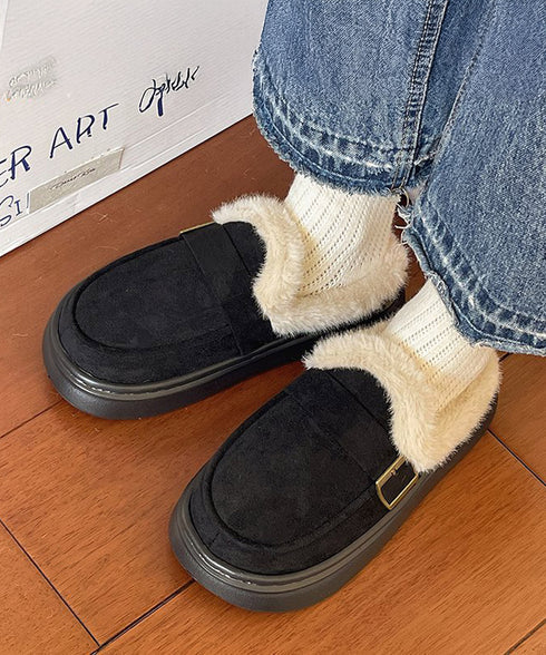 ファーモカシン 厚底 裏起毛 レディース プラットシューズ パンプス ぺたんこ ふわふわ 暖かい 美脚 オシャレ カジュアル靴 痛くない 歩きやすい 軽量靴 99YYXC-053