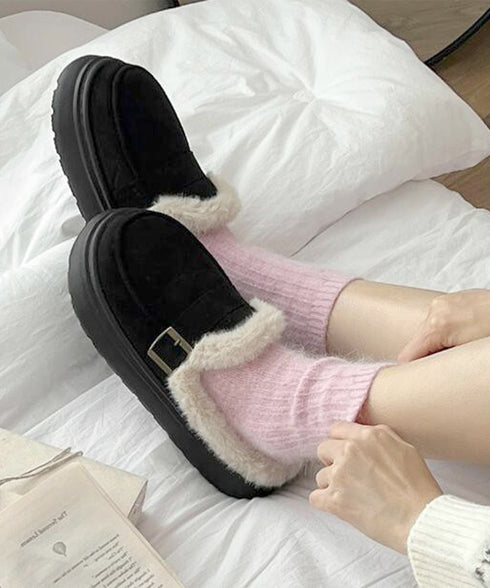 ファーモカシン 厚底 裏起毛 レディース プラットシューズ パンプス ぺたんこ ふわふわ 暖かい 美脚 オシャレ カジュアル靴 痛くない 歩きやすい 軽量靴 99YYXC-053