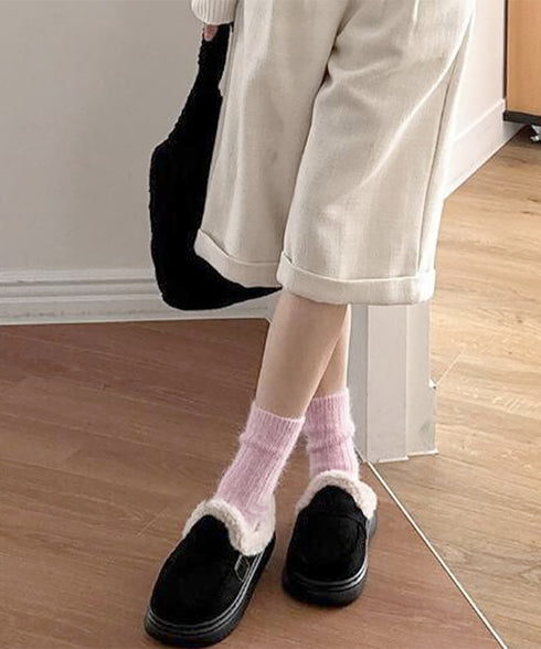 ファーモカシン 厚底 裏起毛 レディース プラットシューズ パンプス ぺたんこ ふわふわ 暖かい 美脚 オシャレ カジュアル靴 痛くない 歩きやすい 軽量靴 99YYXC-053