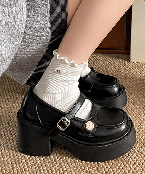 厚底ローファー レディース 太ヒール パンプス チャンキーヒール ボリュームソール 可愛い 疲れにくい 歩きやすい クラシック オルチャン 通勤通学 99YYXC-054