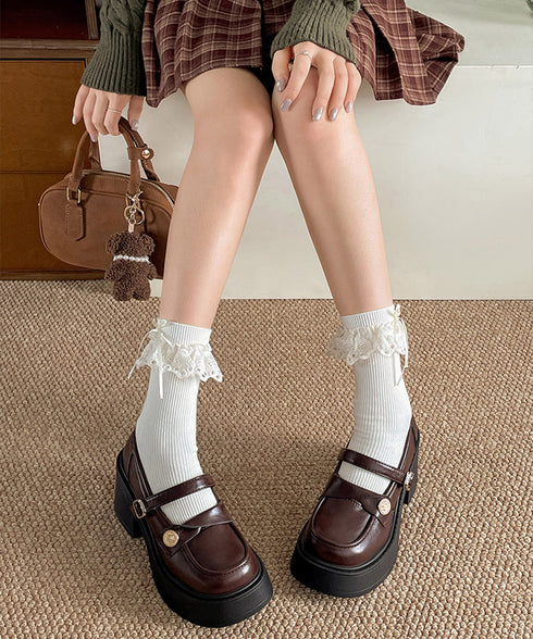 厚底ローファー レディース 太ヒール パンプス チャンキーヒール ボリュームソール 可愛い 疲れにくい 歩きやすい クラシック オルチャン 通勤通学 99YYXC-054