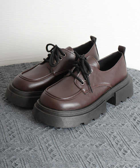 厚底ローファー レースアップシューズ レディース ドレスシューズ レザー調 美脚くつ チャンキーヒール 大人 可愛い カジュアル 疲れない おしゃれ 通勤通学 99YYXC-058
