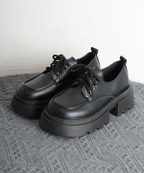 厚底ローファー レースアップシューズ レディース ドレスシューズ レザー調 美脚くつ チャンキーヒール 大人 可愛い カジュアル 疲れない おしゃれ 通勤通学 99YYXC-058