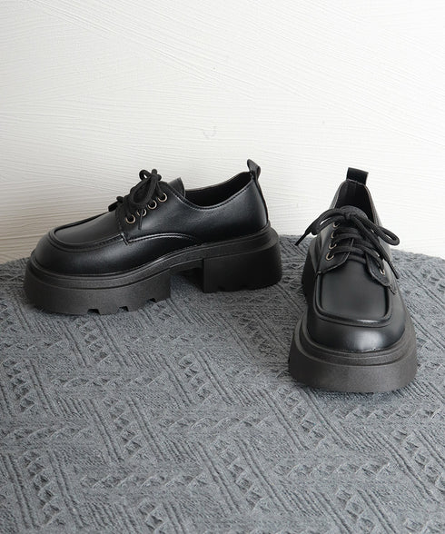 厚底ローファー レースアップシューズ レディース ドレスシューズ レザー調 美脚くつ チャンキーヒール 大人 可愛い カジュアル 疲れない おしゃれ 通勤通学 99YYXC-058