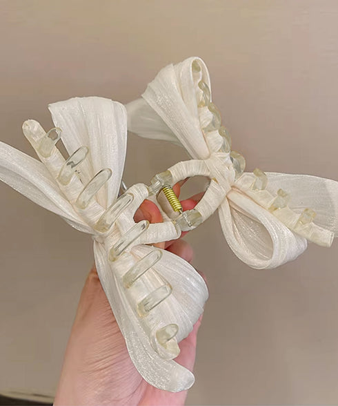 リボンヘアクリップ パール飾りレディース バンスクリップ 大人 可愛い ヘアアレンジ 簡単 髪留め まとめ髪 オルチャン お洒落 結婚式 発表会 女子会 99ZJSP-001