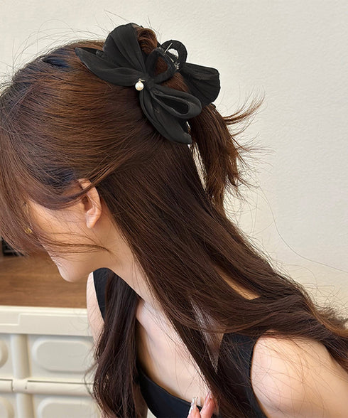 リボンヘアクリップ パール飾りレディース バンスクリップ 大人 可愛い ヘアアレンジ 簡単 髪留め まとめ髪 オルチャン お洒落 結婚式 発表会 女子会 99ZJSP-001