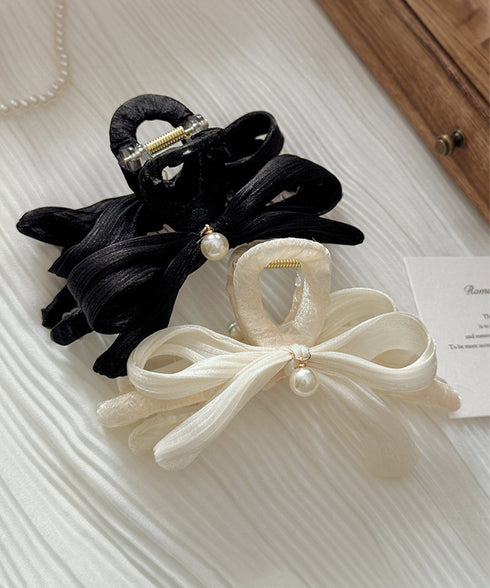 リボンヘアクリップ パール飾りレディース バンスクリップ 大人 可愛い ヘアアレンジ 簡単 髪留め まとめ髪 オルチャン お洒落 結婚式 発表会 女子会 99ZJSP-001