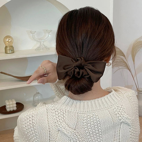 蝶結びヘアゴム シュシュ サテン 3色 レディース ヘアバンド ヘアアレンジ 無地 髪留め 髪飾り オルチャン おしゃれ 大人 可愛い 韓国ファッション 雑貨 99ZMDZ-004