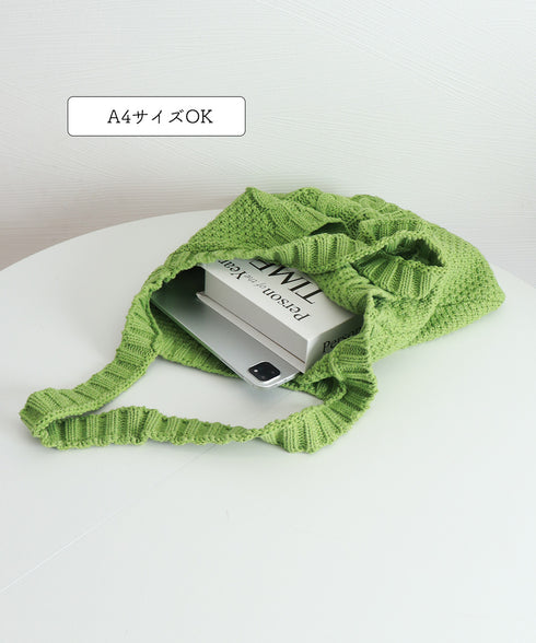 トートバッグ ニット編み レディース マザーズバッグ 肩掛けバッグ リゾート 軽量 A4 柔らかいシルエット 大人 女子 おしゃれ オフィスカジュアル 99ZYL-002