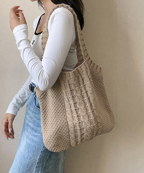 トートバッグ ニット編み レディース マザーズバッグ 肩掛けバッグ リゾート 軽量 A4 柔らかいシルエット 大人 女子 おしゃれ オフィスカジュアル 99ZYL-002
