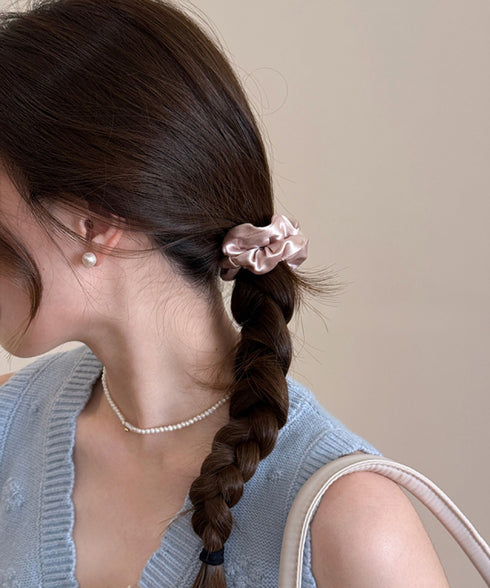 シュシュ サテンプリーツ 韓国風ヘアゴム レディース ヘアアクセサリー 大人可愛い髪留め フェミニン シンプル おしゃれ オフィスカジュアル プレゼント 女子会 99ZYSP-003