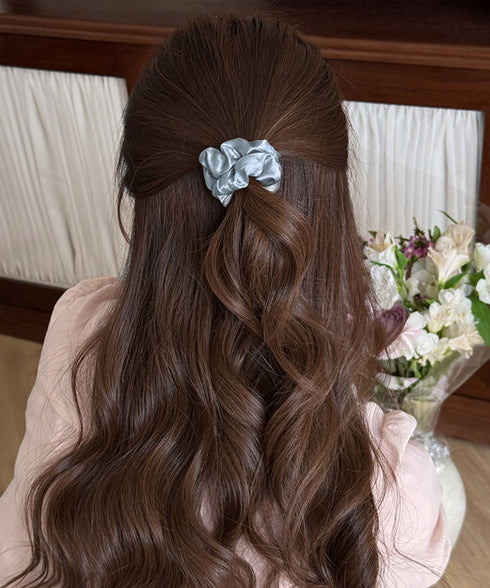 シュシュ サテンプリーツ 韓国風ヘアゴム レディース ヘアアクセサリー 大人可愛い髪留め フェミニン シンプル おしゃれ オフィスカジュアル プレゼント 女子会 99ZYSP-003