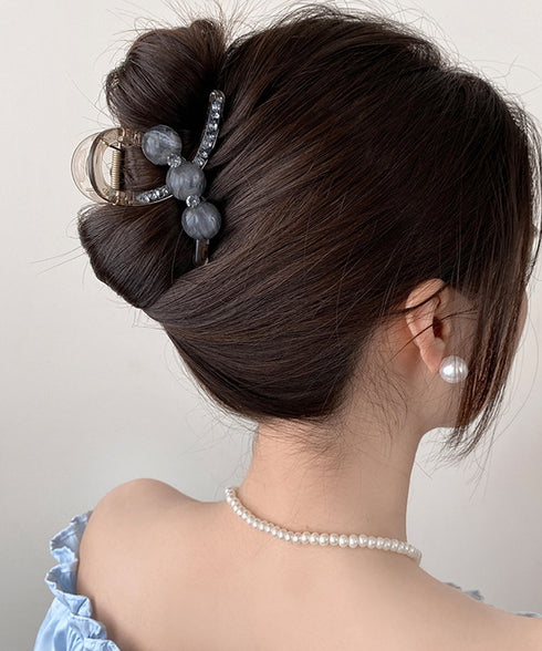 バンスクリップ ヘアクリップ ビーズ レディース ヘアアクセサリー まとめ髪 ラインストーン 髪飾り きれいめ フェミニン オフィスカジュアル ヘアアレンジ 99ZYSP-005