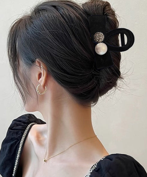 バンスクリップ 小さめ リボン パール ヘアアクセサリー韓国風 人気 おしゃれ 髪飾り 大人可愛い まとめ髪 オフィスカジュアル 女子会 プレゼント 入学式 99ZYSP-008