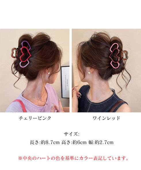 バンスクリップ ハート マルチカラー レディース ヘアアクセサリー 韓国風 簡単まとめ髪 大人可愛い ハーフアップ 髪飾り 髪型アレンジ 誕生日 プレゼント 99ZYSP-010