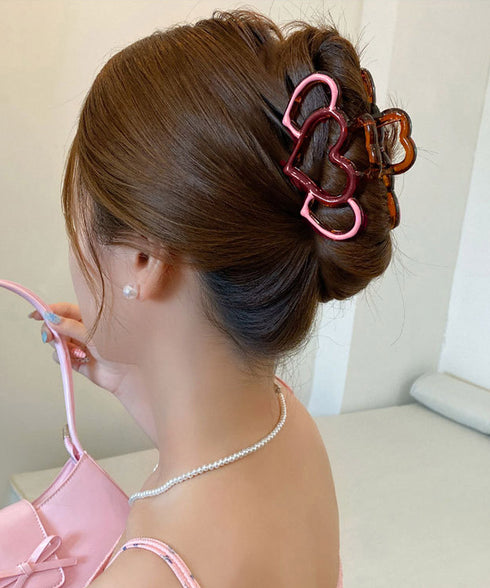 バンスクリップ ハート マルチカラー レディース ヘアアクセサリー 韓国風 簡単まとめ髪 大人可愛い ハーフアップ 髪飾り 髪型アレンジ 誕生日 プレゼント 99ZYSP-010