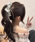 リボンヘアクリップ ドット柄 レディース バナナクリップ ヘアクリップ ヘアアクセサリー ヘアアレンジ 髪留め まとめ髪 おしゃれ 大人可愛い 女子会 99ZYSP-015