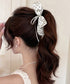 リボンヘアクリップ ドット柄 レディース バナナクリップ ヘアクリップ ヘアアクセサリー ヘアアレンジ 髪留め まとめ髪 おしゃれ 大人可愛い 女子会 99ZYSP-015