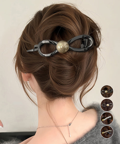 バナナクリップ パール 可愛いくま韓国風 レディース ヘアアクセサリー シンプル オフィスカジュアル きれいめ フェミニン プレゼント 髪飾り 結婚式発表会女子会 99ZYSP-016