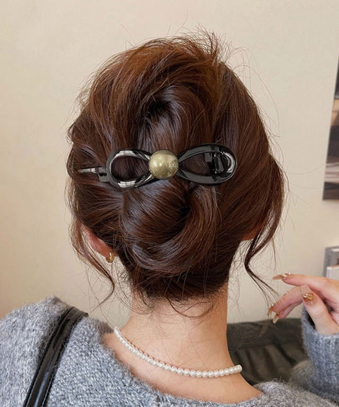 バナナクリップ パール 可愛いくま韓国風 レディース ヘアアクセサリー シンプル オフィスカジュアル きれいめ フェミニン プレゼント 髪飾り 結婚式発表会女子会 99ZYSP-016