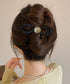 バナナクリップ パール 可愛いくま韓国風 レディース ヘアアクセサリー シンプル オフィスカジュアル きれいめ フェミニン プレゼント 髪飾り 結婚式発表会女子会 99ZYSP-016