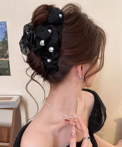 バンスクリップ ヘアクリップ パール レディース ヘアアレンジ まとめ髪 髪飾り 透け感 きれいめ オルチャン おしゃれ 大人 可愛い デート 99ZYSP-019