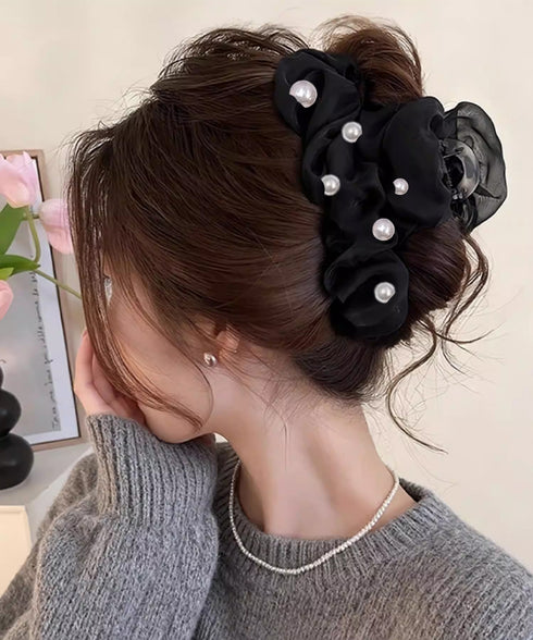 バンスクリップ ヘアクリップ パール レディース ヘアアレンジ まとめ髪 髪飾り 透け感 きれいめ オルチャン おしゃれ 大人 可愛い デート 99ZYSP-019