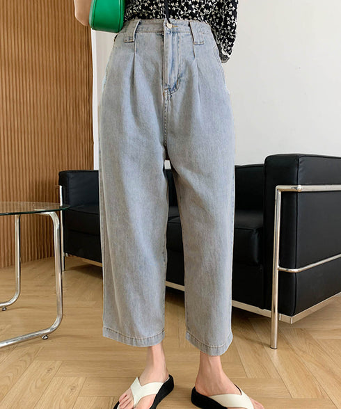 ワイド デニムパンツ レディース 韓国 ゆったり ジーンズ ハイウエスト ジーパン アンクル丈 ロングパンツ 美脚 ボトムス AMJZ-83012