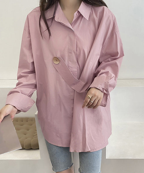 シャツブラウス レディース 韓国 春秋 シャツ ゆったり 体型カバー トップス オフィスカジュアル 通勤服 ブラウス オルチャン らくちん AMLZ-80003