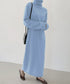 タートルネックニットワンピース 韓国風 レディース ロングワンピース 着やせ ハイネックワンピース カジュアル aラインワンピース エレガントセーターワンピース AMVV-82001
