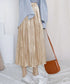 ランダムプリーツスカート ミモレ丈 光沢 スカート きれいめ ウエストゴム ロングスカート 春夏 カジュアル スカート 大人 可愛い AMWS-6001