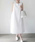 リネンワンピース ノースリーブ 韓国風夏 レディース ゆったり Aラインワンピース きれいめ 綿麻ワンピース ナチュラル タンクワンピース ロングワンピース着やせ AMYJ-6001