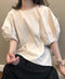 ゆったり トップス パフスリーブ レディース Tシャツ ブラウス 韓国 30代40代 バルーンスリーブ カットソー ラウンドネック AMYS-1032