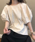 ゆったり トップス パフスリーブ レディース Tシャツ ブラウス 韓国 30代40代 バルーンスリーブ カットソー ラウンドネック AMYS-1032