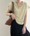 Uネックカットソー 韓国風 半袖Tシャツ レディース シンプルT サマーTシャツ オフィスカジュアル リラックス ワイドスリーブトップス夏 大人通勤tシャツ 無地 AMYS-1069