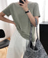 半袖 Tシャツ レディース シンプル カジュアル カットソー 無地 サマーtシャツ 着やせ おしゃれ 夏服 大人 AMYX-86009